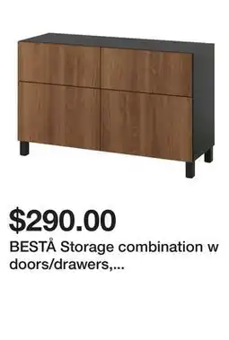 Ikea BESTÅ Storage combination w doors/drawers, black-brown/Lappviken/Stubbarp walnut effect offer