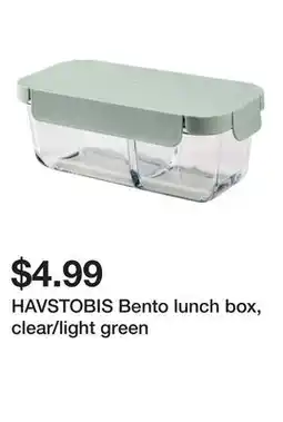 Ikea HAVSTOBIS Bento lunch box, clear/light green offer