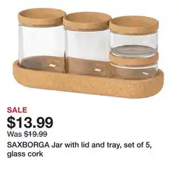 Ikea SAXBORGA Jar with lid and tray, set of 5, glass cork offer
