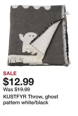 Ikea KUSTFYR Throw, ghost pattern white/black offer