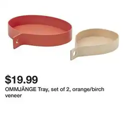 Ikea OMMJÄNGE Tray, set of 2, orange/birch veneer offer