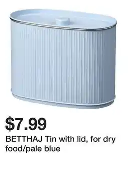 Ikea BETTHAJ Tin with lid, for dry food/pale blue offer