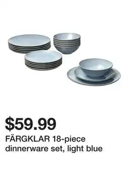 Ikea FÄRGKLAR 18-piece dinnerware set, light blue offer