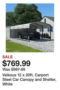 Tractor Supply Company Veikous 12 x 20ft. Carport Steel Car Canopy and Shelter, White offer
