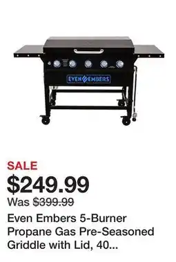 Tractor Supply Company Even Embers 5-Burner Propane Gas Pre-Seasoned Griddle with Lid, 40 in., Black offer