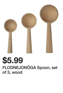 Ikea FLODNEJONÖGA Spoon, set of 3, wood offer