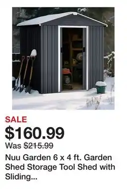 Tractor Supply Company Nuu Garden 6 x 4 ft. Garden Shed Storage Tool Shed with Sliding Doors, Black offer