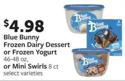 Fareway Blue Bunny Frozen Dairy Dessert or Frozen Yogurt or Mini Swirls offer