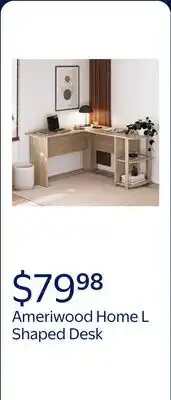 Walmart Ameriwood Home L Shaped Desk with Side Storage, Spring Pine offer