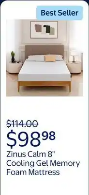 Walmart Zinus Calm 8 Twin Tight Top Cooling Gel Memory Foam Mattress, Pressure Relieving offer
