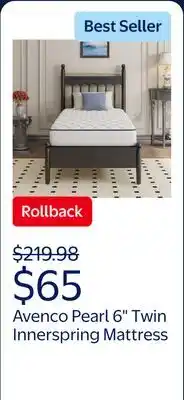 Walmart Avenco Pearl 6 Twin Size Medium Adult Supportive Innerspring Mattress offer