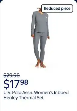 Walmart U.S. Polo Assn. Women's Ribbed Henley Long Underwear Thermal Set, 2-Piece Set offer