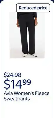 Walmart Avia Women's and Women's Plus Fleece Sweatpants with Satin Trim offer