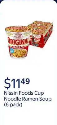 Walmart (6 pack) Nissin Foods Cup Noodle Ramen Noodle Soup Original offer
