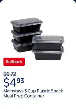 Walmart Mainstays 3 Cup Plastic Snack Meal Prep Container offer