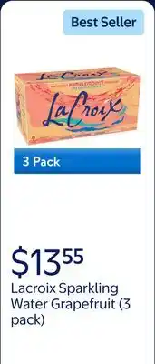 Walmart (3 pack) Lacroix Sparkling Water Grapefruit /Pample Mousse (No Calories No Artificial Sweetners) offer
