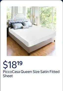 Walmart PiccoCasa Queen Size Satin Fitted Sheet with 12 Deep Pocket offer
