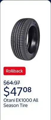 Walmart Otani EK1000 All Season 175/70R13 82T Passenger Tire offer