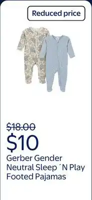 Walmart Gerber Gender Neutral Sleep ´N Play Footed Pajamas offer