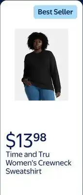 Walmart Time and Tru Women's and Women's Plus Crewneck Sweatshirt with Long Sleeves offer