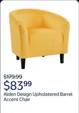 Walmart Alden Design Upholstered Barrel Accent Chair for Livingroom, Yellow Velvet offer
