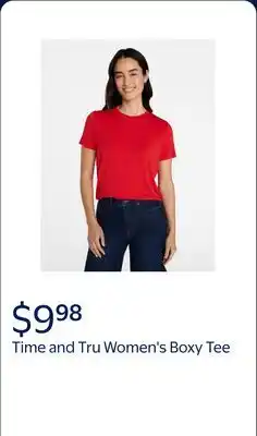 Walmart Time and Tru Women's Boxy Tee with Short Sleeves offer