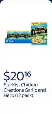 Walmart (12 pack) StarKist Chicken Creations, Garlic and Herb offer