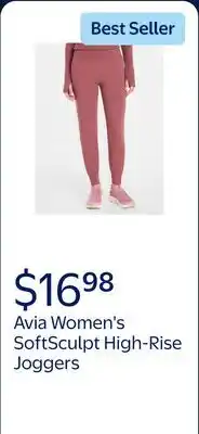 Walmart Avia Women's and Women's Plus SoftSculpt High-Rise Joggers with Side Pockets, 28 Inseam offer