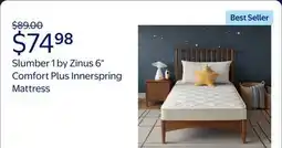 Walmart Slumber 1 by Zinus 6 Comfort Plus Innerspring Mattress offer