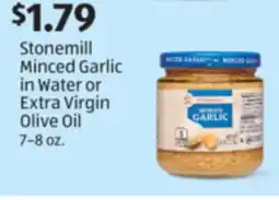 Aldi Stonemill Minced Garlic in Water or Extra Virgin Olive Oil offer