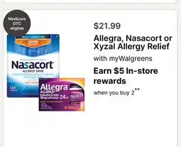 Walgreens Allegra, Nasacort or Xyzal Allergy Relief offer