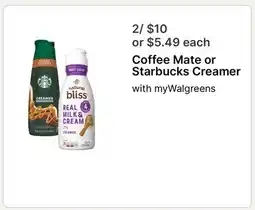 Walgreens Coffee Mate or Starbucks Creamer offer