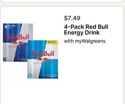 Walgreens 4-Pack Red Bull Energy Drink offer