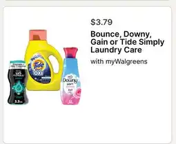 Walgreens Bounce, Downy, Gain or Tide Simply Laundry Care offer