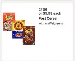 Walgreens Post Cereal offer