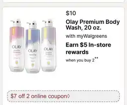 Walgreens Olay Premium Body Wash, 20 oz offer