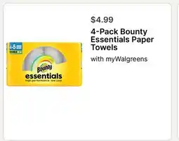 Walgreens 4-Pack Bounty Essentials Paper Towels offer