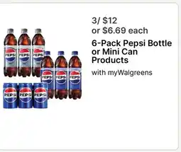 Walgreens 6-Pack Pepsi Bottle or Mini Can Products offer
