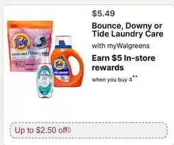 Walgreens Bounce, Downy or Tide Laundry Care offer