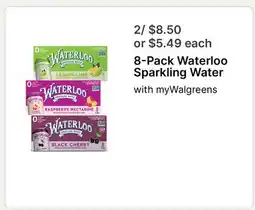 Walgreens 8-Pack Waterloo Sparkling Water offer