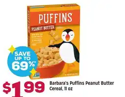 Grocery Outlet Barbara's Puffins Peanut Butter Cereal offer