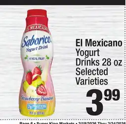 Super King Markets El Mexicano Yogurt Drinks offer