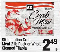 Super King Markets SK Imitation Crab Meat 2 lb Pack or Whole Cleaned Tilapia offer