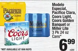 Super King Markets Modelo Especial, Pacifico Clara, Coors Light, Coors Golden Banquet or Miller Lite offer