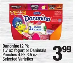 Super King Markets Danonino 12 Pk 1.7 oz Yogurt or Danimals Pouches 4 Pk 3.5 oz offer