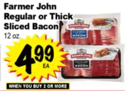Superior Grocers Farmer John Regular or Thick Sliced Bacon offer