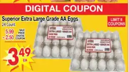 Superior Grocers Superior Extra Large Grade AA Eggs offer