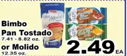 Superior Grocers Bimbo Pan Tostado 7.41 - 8.82 oz. or Molido 12.35 oz offer