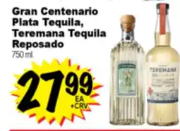 Superior Grocers Gran Centenario Plata Tequila, Teremana Tequila Reposado offer