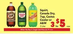 Vallarta Supermarkets Squirt, Canada Dry, 7up, Cactus Cooler or A & W offer